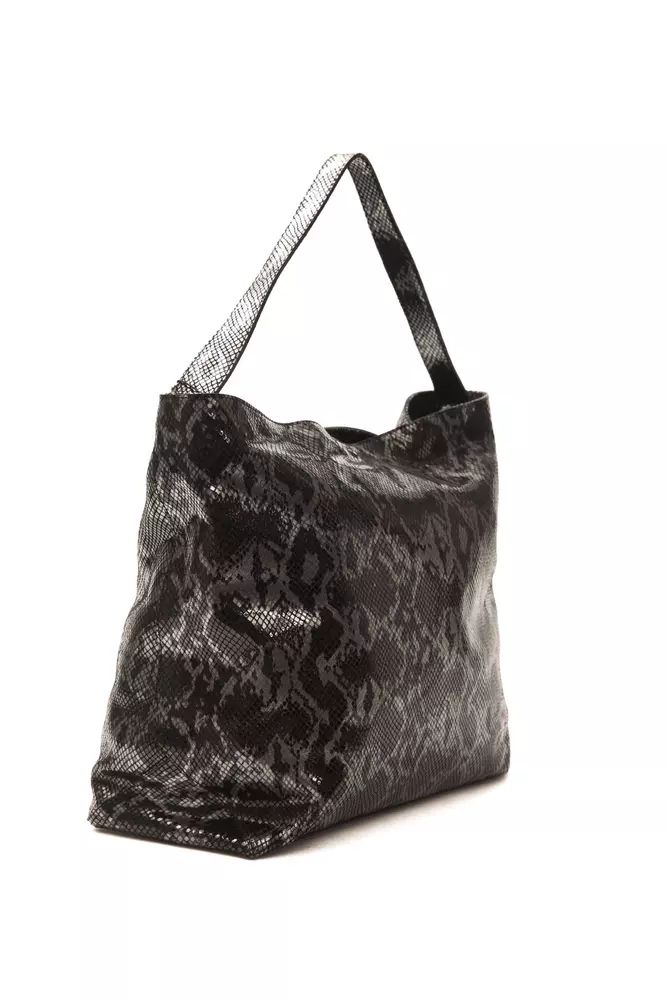 Chic Python Print Leather Shoulder Bag