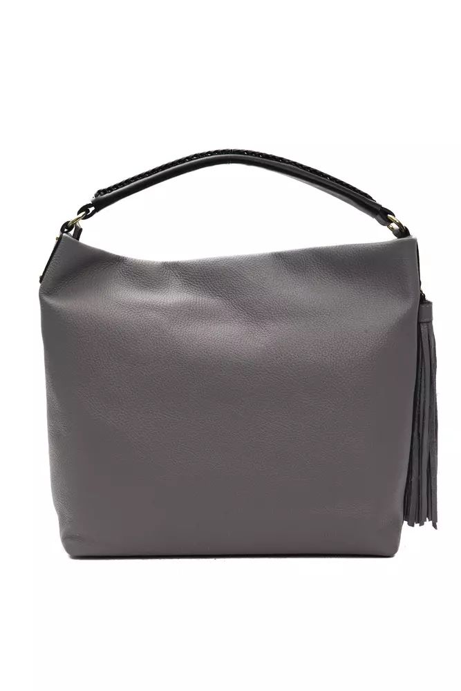 Chic Gray Leather Shoulder Bag