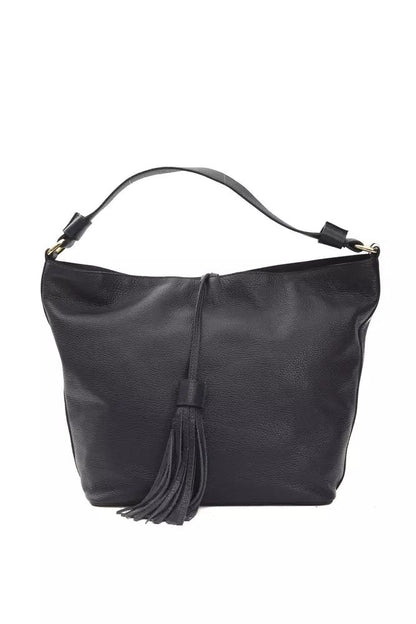 Chic Gray Leather Shoulder Bag with Logo Detailing