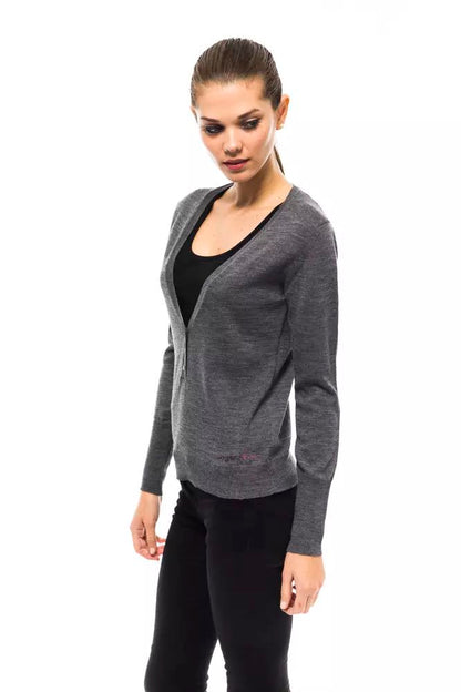 Elegant V-Neck Sweater with Chic Logo Detail