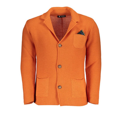 Orange Pocketed Cardigan Sweater