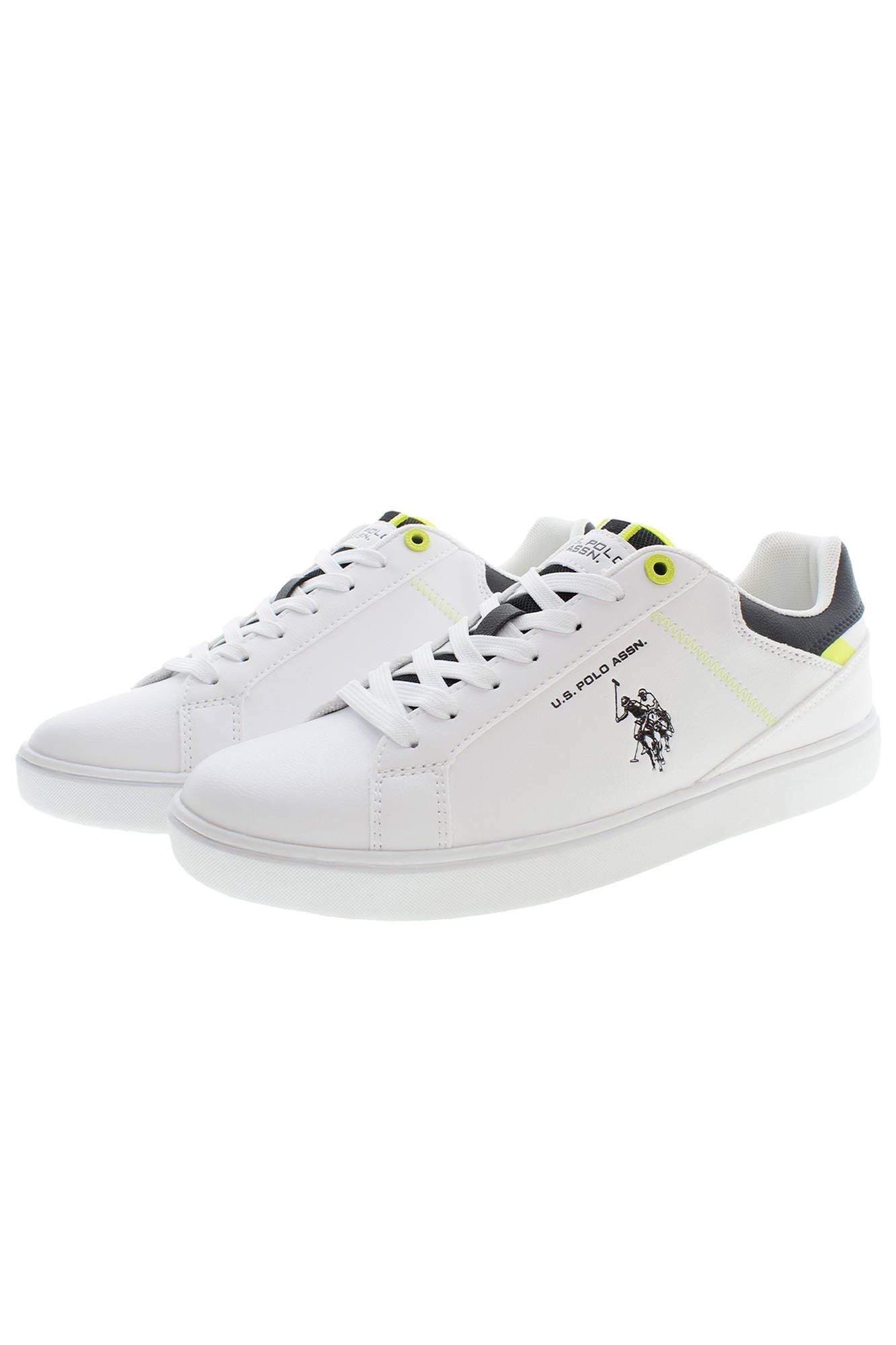 White Lace-Up Sneakers with Contrast Accents