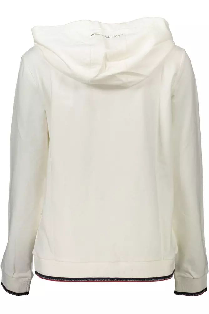 Chic White Hooded Sweatshirt with Contrast Details