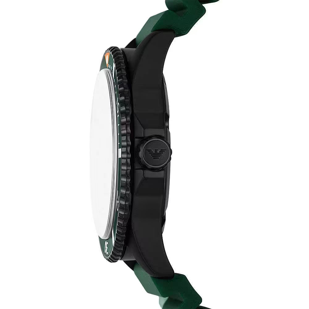 Sleek Diver Timepiece with Green Silicone Band